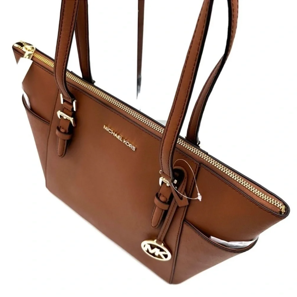 Michael Kors Large Charlotte Tote Bag Luggage Leather Luggage - Picture 7 of 12